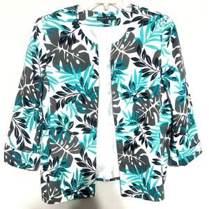 Preston & York Tropical turquoise Open Blazer Jacket Women’s Sz 12 Dillards